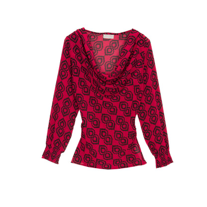 Blusa fucsia con mangas fruncidas