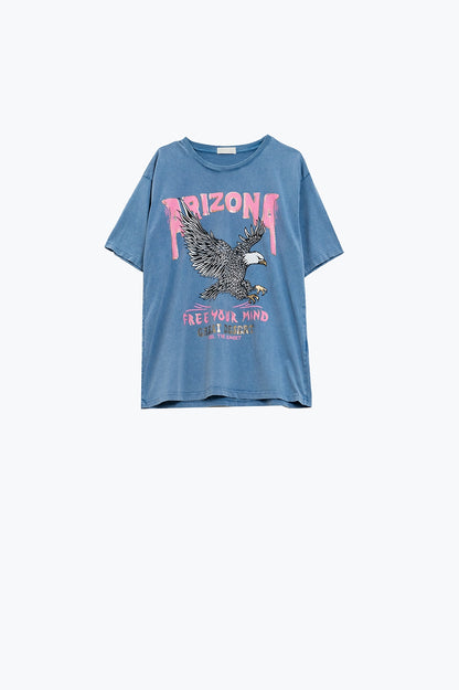 Camiseta Arizona con estampado digital de águilas en azul