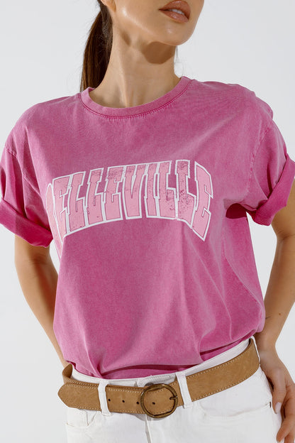 Camiseta Belleville Efecto Lavado Rosa