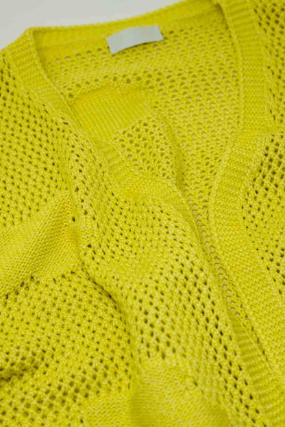 Cárdigan De Punto De Crochet Con Nubes De Punto En Amarillo