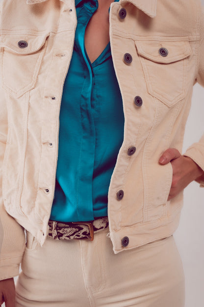 Chaqueta de pana de color beige