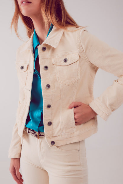 Chaqueta de pana de color beige