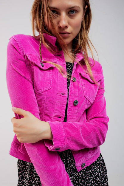 Chaqueta de pana de color fucsia