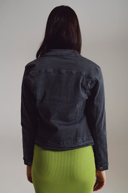 Chaqueta de vaquera en denim a medida en gris piedra