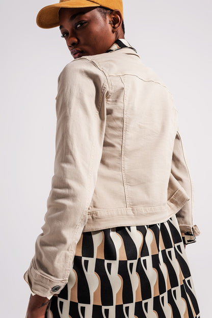 Chaqueta vaquera beige de corte slim