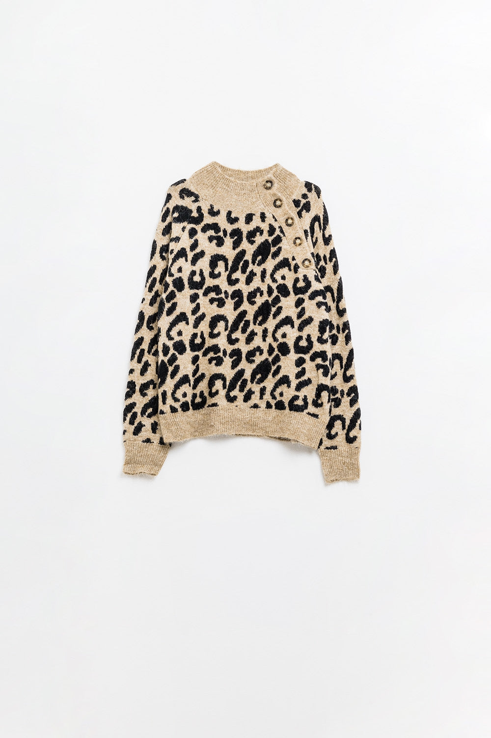 Jersey de punto de leopardo con botones laterales