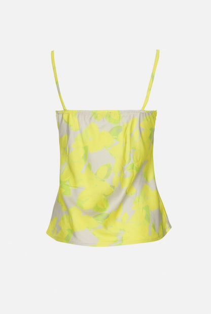 Top amarillo limón de tirantes con diseño estampado