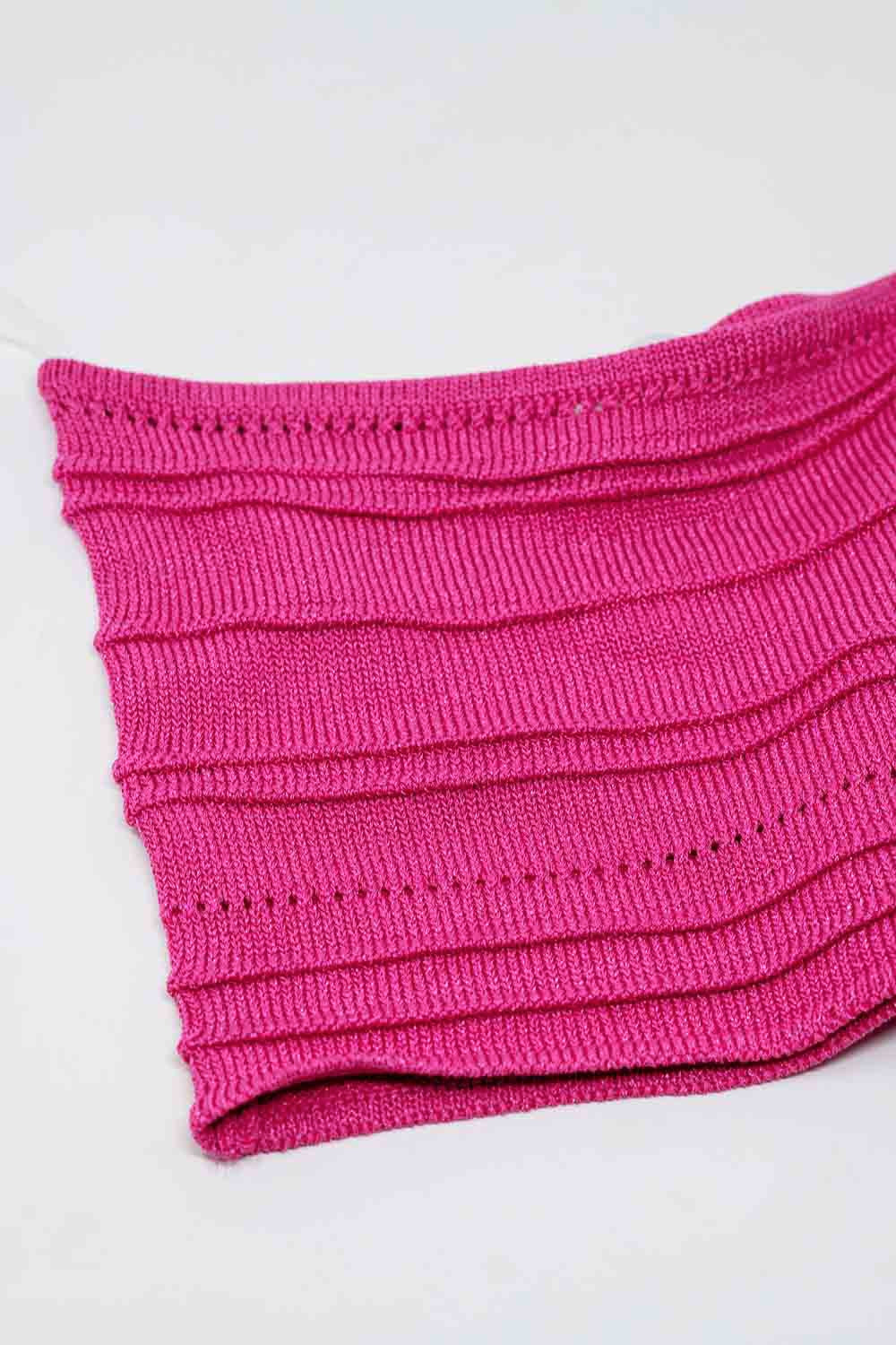 Top Bodycon De Punto Sin Tirantes En Fucsia