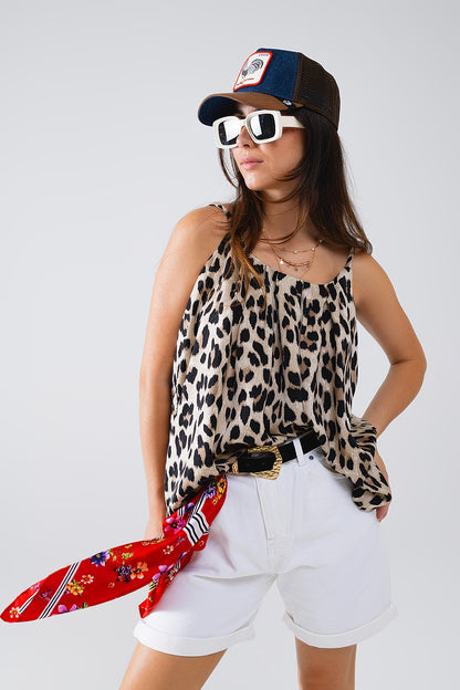 Top relajado con estampado de leopardo