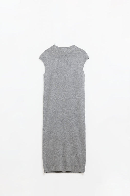 Q2 vestido gris bodycon midi sin mangas