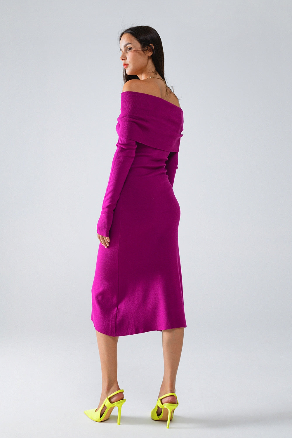 Vestido Midi de Punto Folover Badot en Magenta