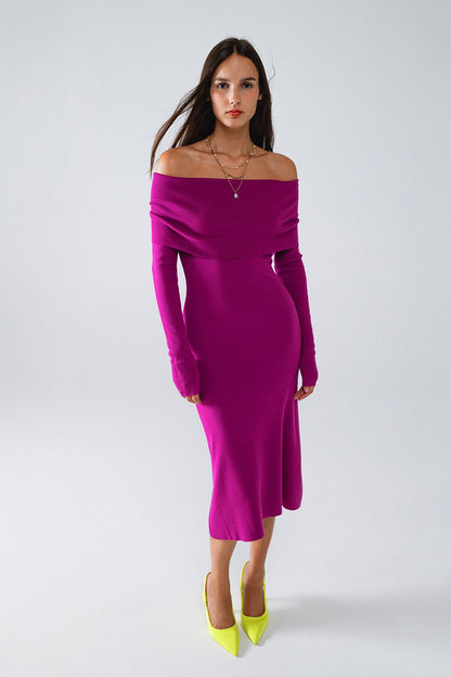 Vestido Midi de Punto Folover Badot en Magenta